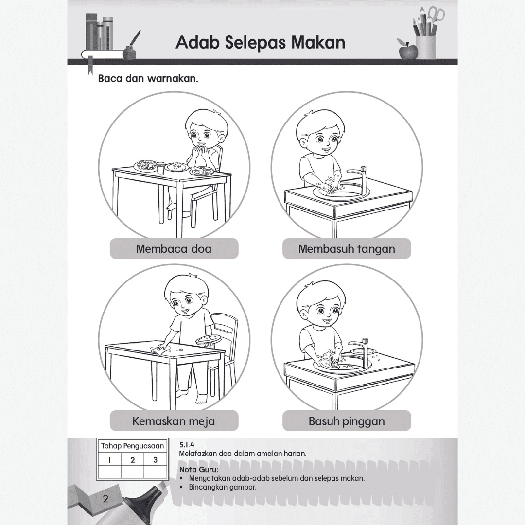 mewarna gambar adab semasa makan